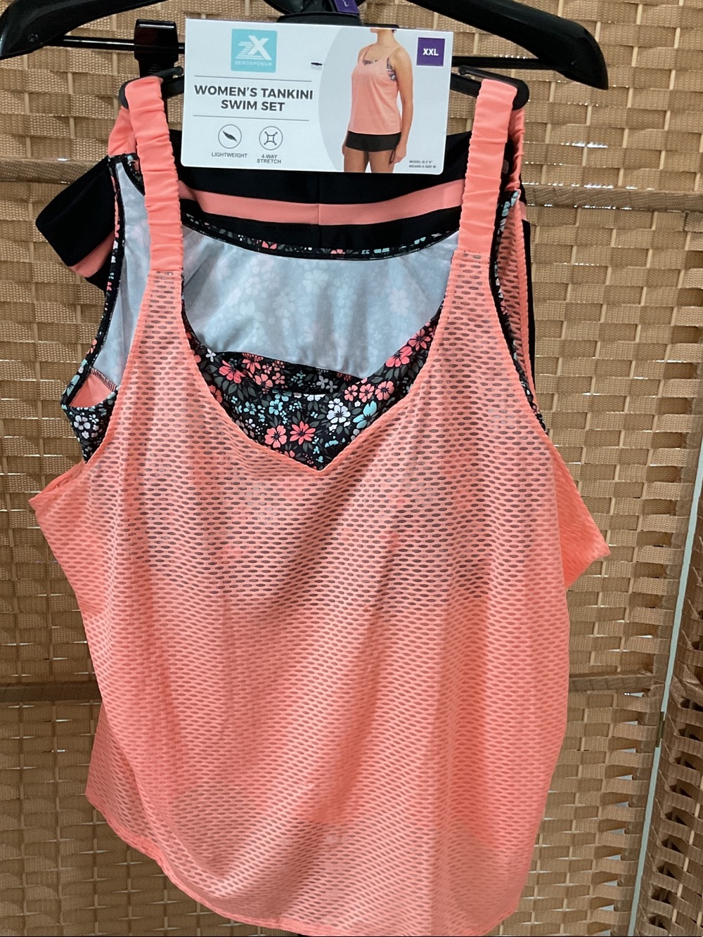 ZeroXposur Coral Pink Women's Tankini Swim Set with Floral Inner